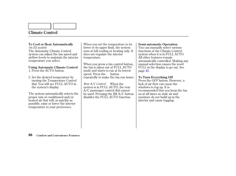 Climate control | HONDA 2004 Pilot - Owner's Manual User Manual | Page 90 / 248