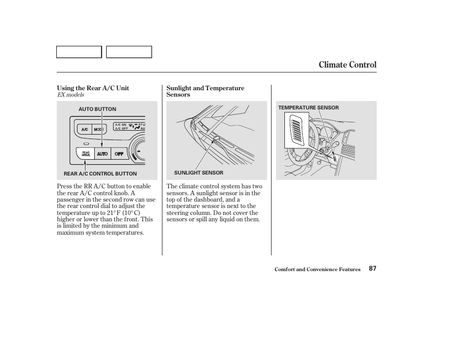 Climate control | HONDA 2004 Pilot - Owner's Manual User Manual | Page 91 / 248