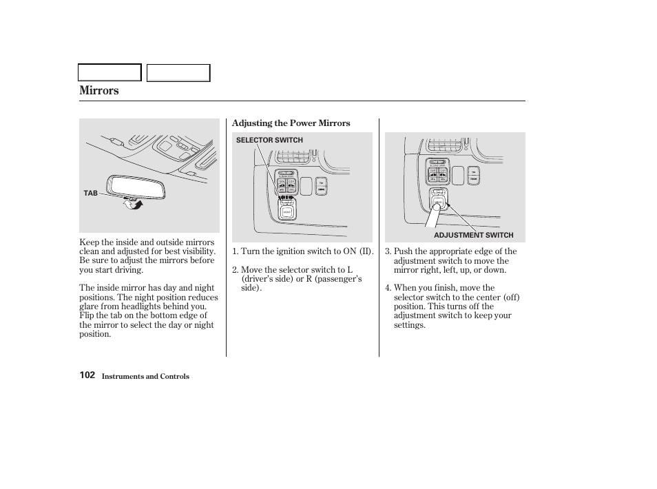 Mirrors | HONDA 2004 Odyssey - Owner's Manual User Manual | Page 105 / 296