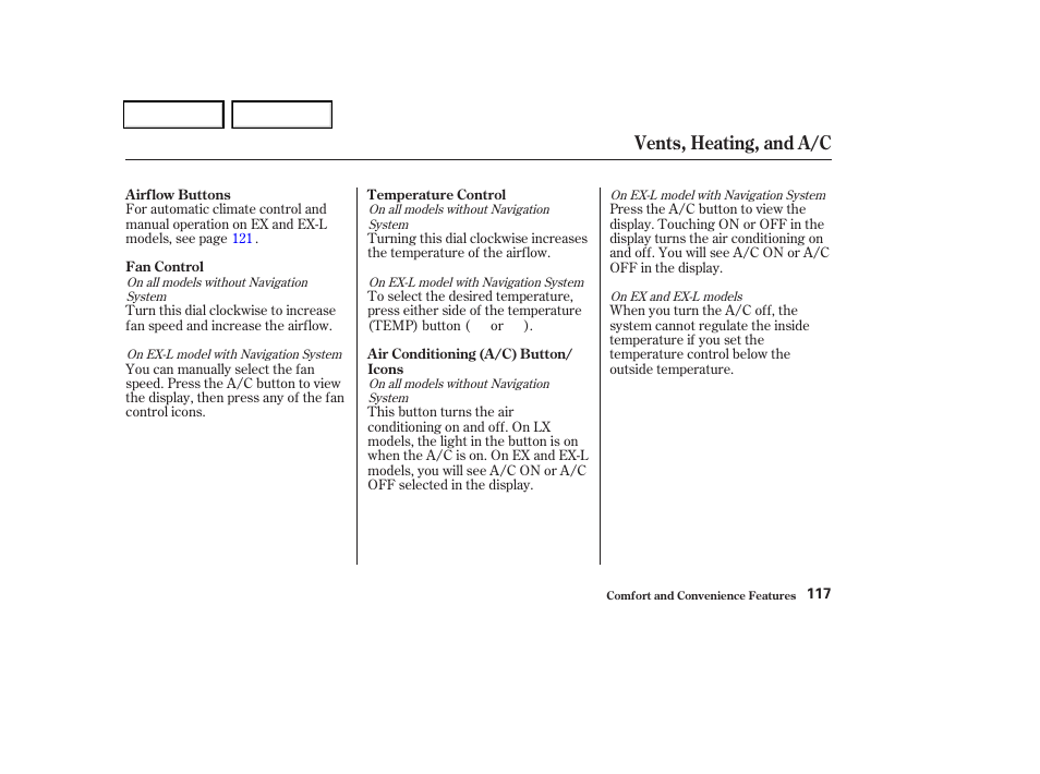 Vents, heating, and a/c | HONDA 2004 Odyssey - Owner's Manual User Manual | Page 120 / 296