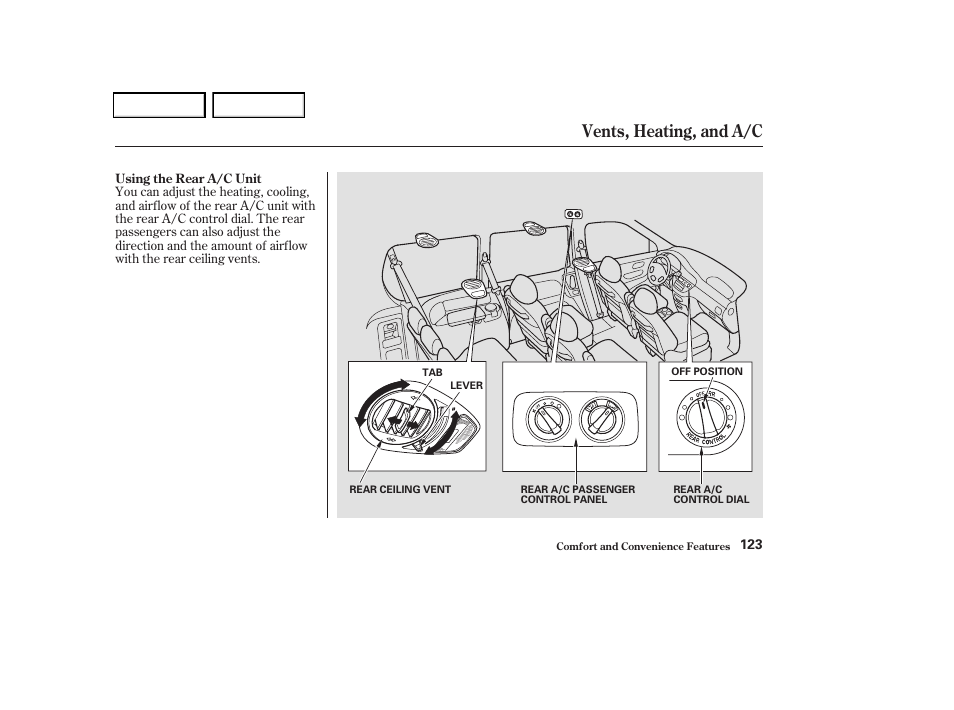 Vents, heating, and a/c | HONDA 2004 Odyssey - Owner's Manual User Manual | Page 126 / 296