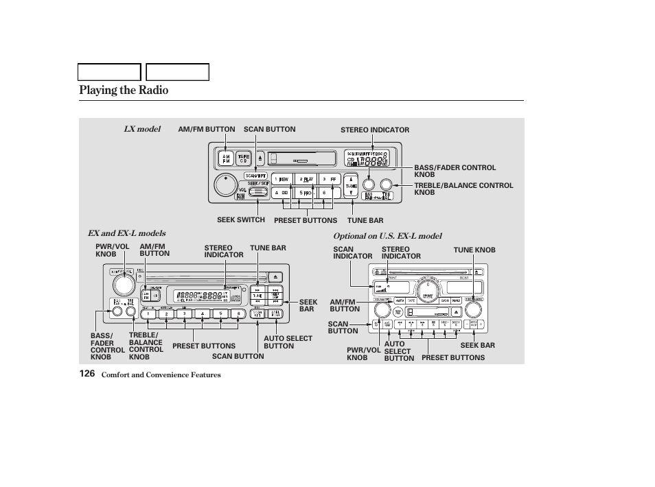Playing the radio | HONDA 2004 Odyssey - Owner's Manual User Manual | Page 129 / 296