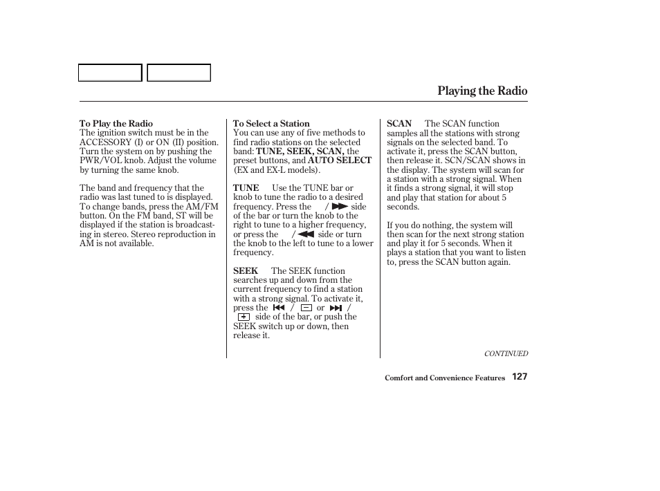 Playing the radio | HONDA 2004 Odyssey - Owner's Manual User Manual | Page 130 / 296