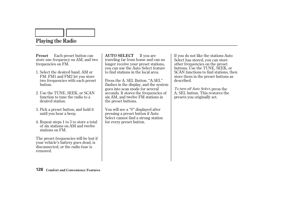 Playing the radio | HONDA 2004 Odyssey - Owner's Manual User Manual | Page 131 / 296