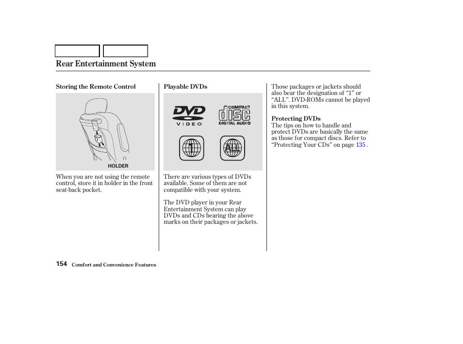 Rear entertainment system | HONDA 2004 Odyssey - Owner's Manual User Manual | Page 157 / 296