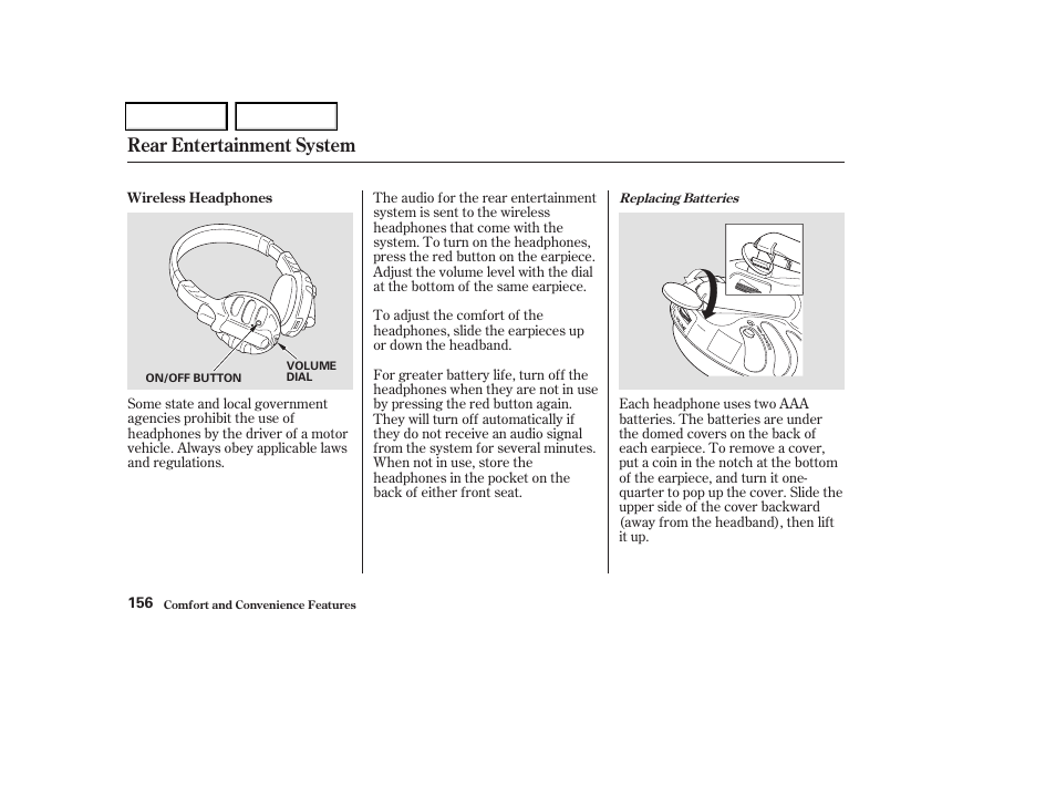 Rear entertainment system | HONDA 2004 Odyssey - Owner's Manual User Manual | Page 159 / 296