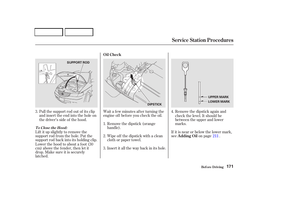 Service station procedures | HONDA 2004 Odyssey - Owner's Manual User Manual | Page 174 / 296