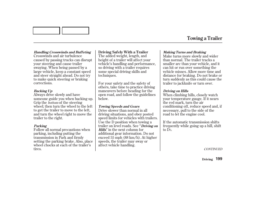 Towing a trailer | HONDA 2004 Odyssey - Owner's Manual User Manual | Page 202 / 296