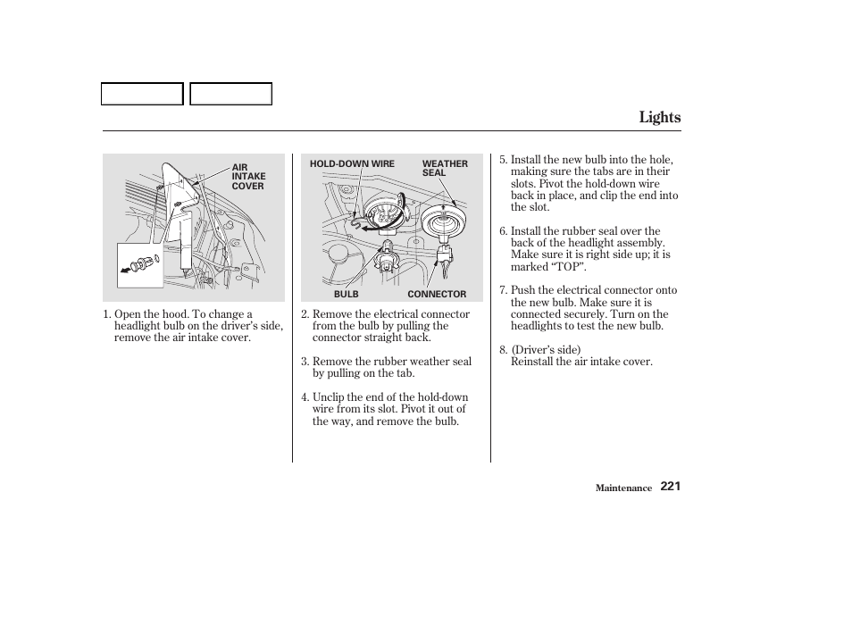 Lights | HONDA 2004 Odyssey - Owner's Manual User Manual | Page 224 / 296