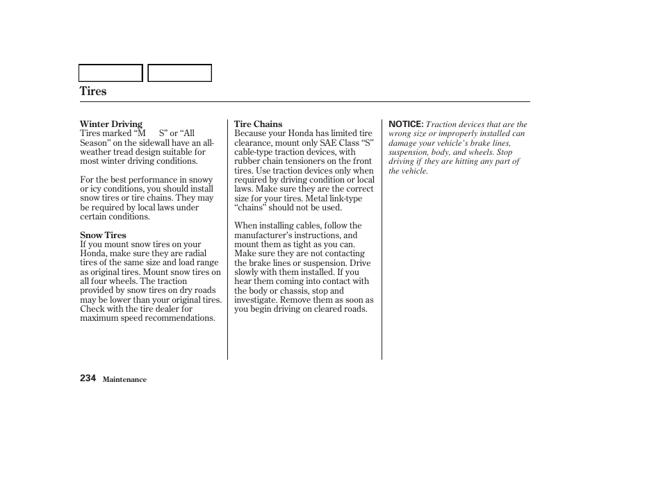 Tires | HONDA 2004 Odyssey - Owner's Manual User Manual | Page 237 / 296