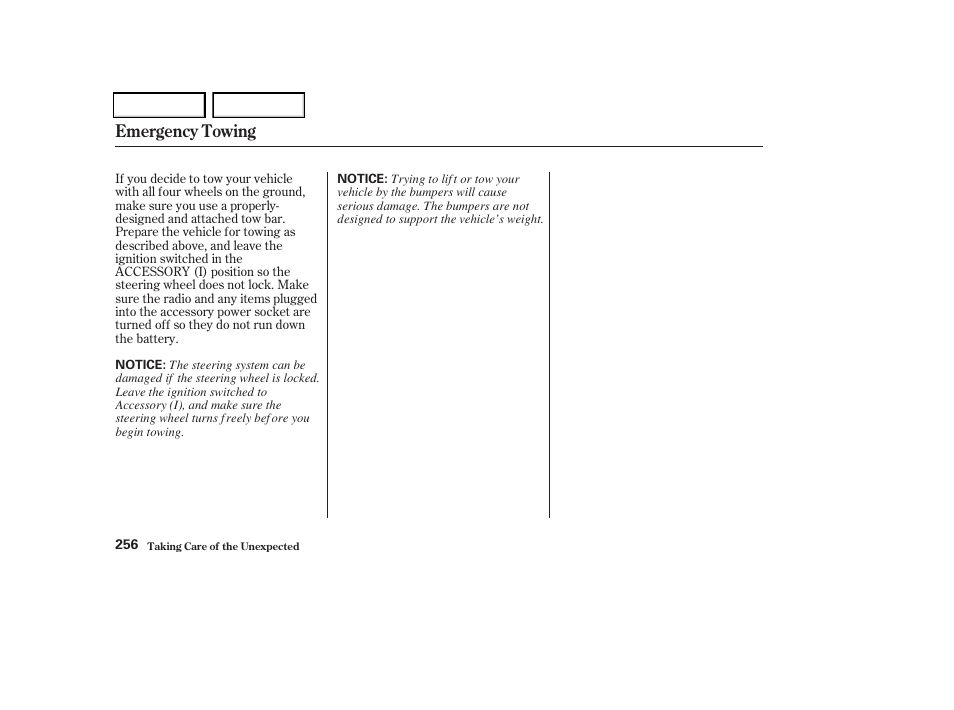 Emergency towing | HONDA 2004 Odyssey - Owner's Manual User Manual | Page 259 / 296