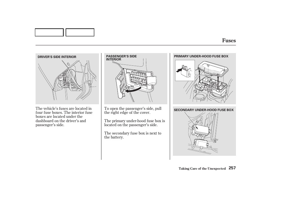 Fuses | HONDA 2004 Odyssey - Owner's Manual User Manual | Page 260 / 296