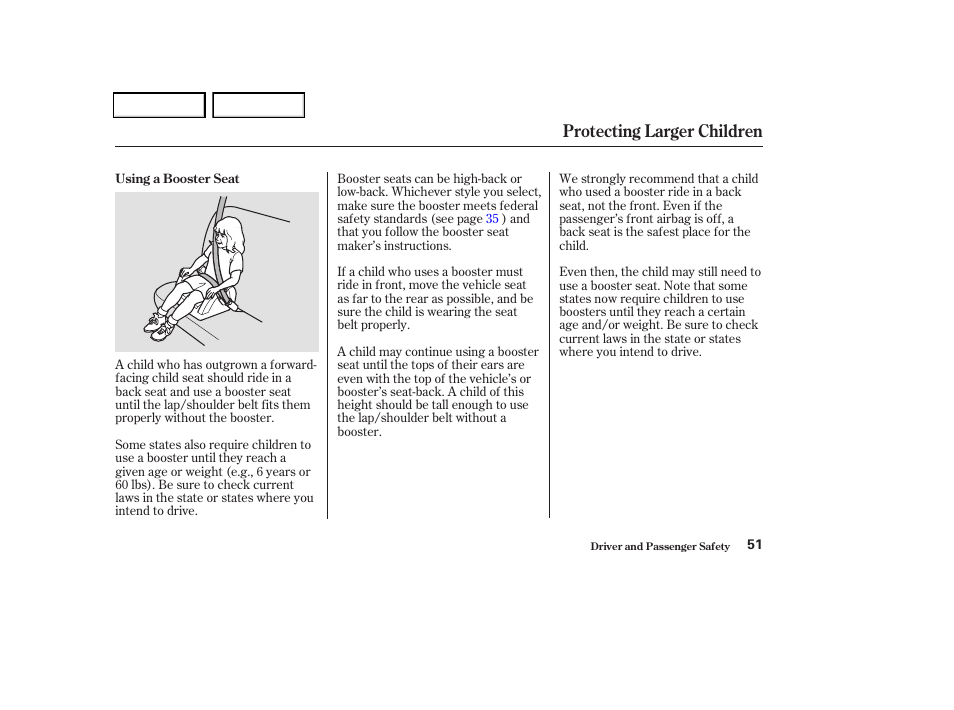 Protecting larger children | HONDA 2004 Odyssey - Owner's Manual User Manual | Page 54 / 296