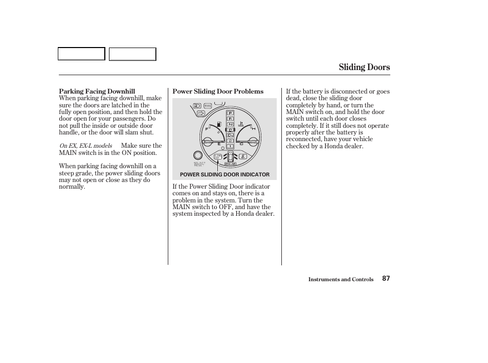 Sliding doors | HONDA 2004 Odyssey - Owner's Manual User Manual | Page 90 / 296