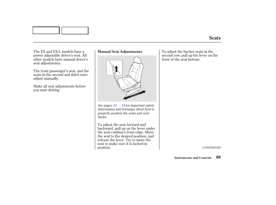 Seats | HONDA 2004 Odyssey - Owner's Manual User Manual | Page 92 / 296