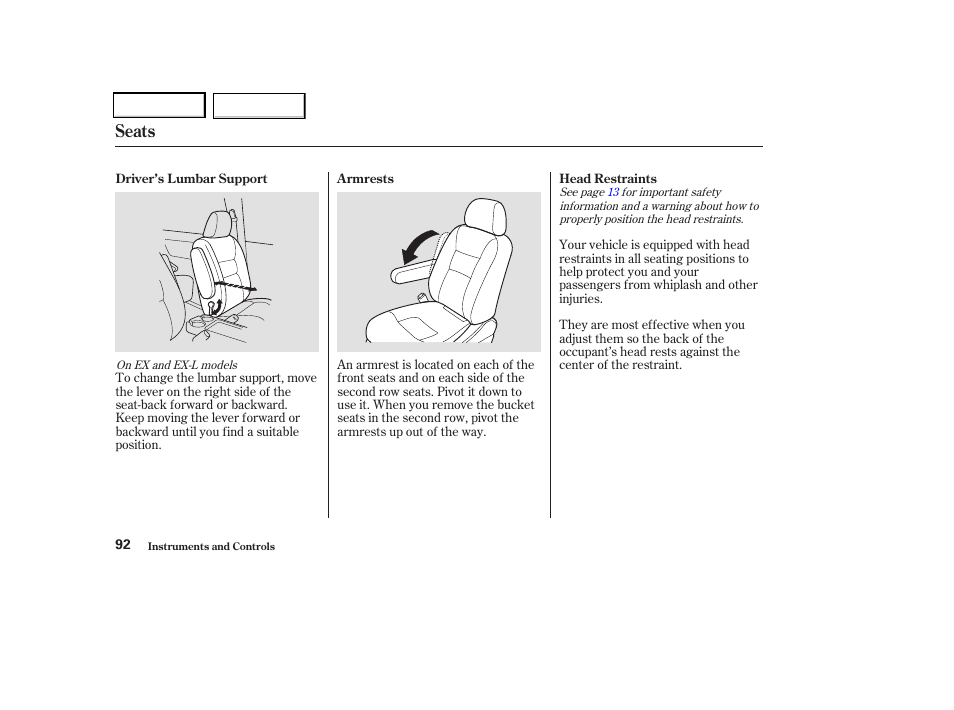 Seats | HONDA 2004 Odyssey - Owner's Manual User Manual | Page 95 / 296