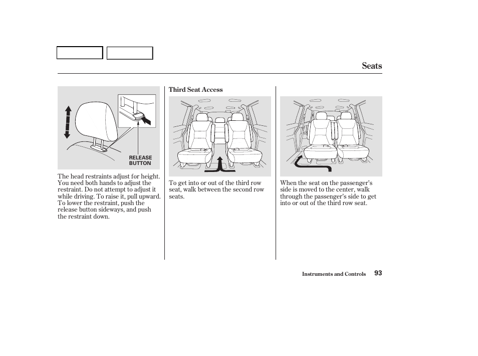 Seats | HONDA 2004 Odyssey - Owner's Manual User Manual | Page 96 / 296