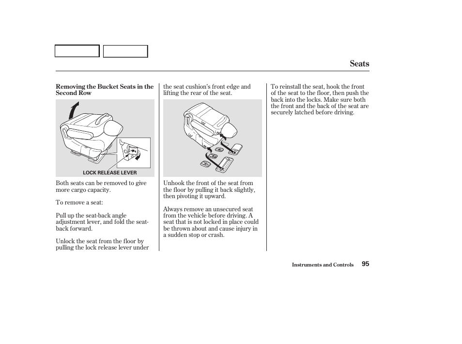 Seats | HONDA 2004 Odyssey - Owner's Manual User Manual | Page 98 / 296