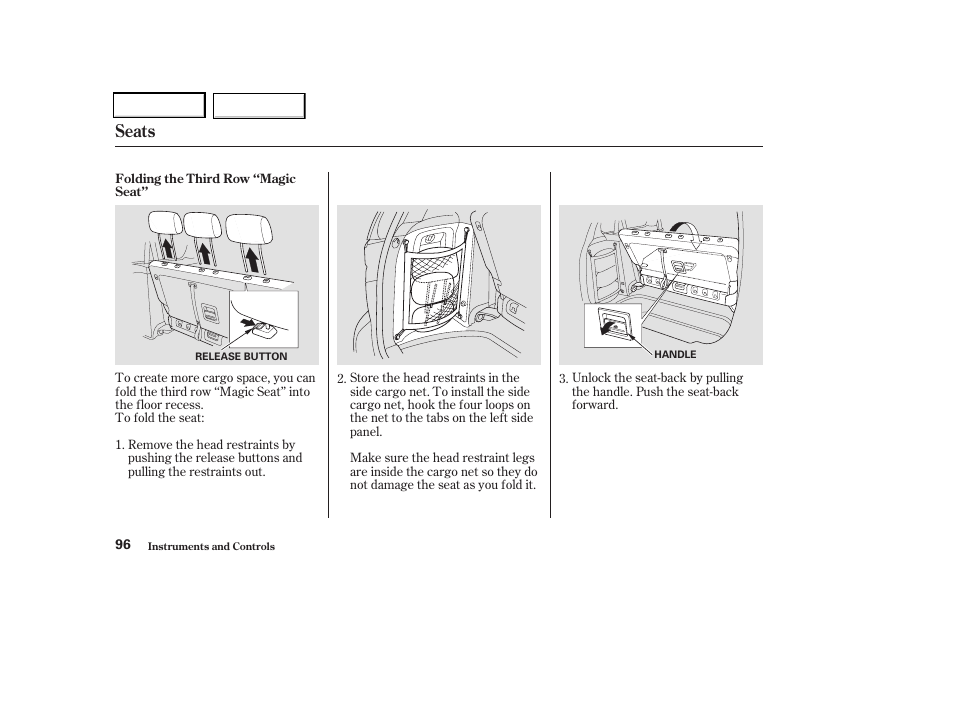 Seats | HONDA 2004 Odyssey - Owner's Manual User Manual | Page 99 / 296