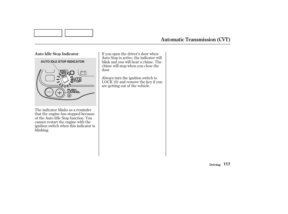 Automatic transmission (cvt) | HONDA 2004 Insight  - Owner's Manual User Manual | Page 120 / 218