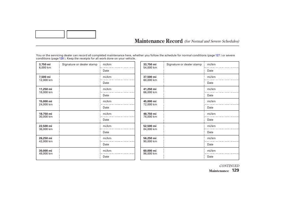 Maintenance record | HONDA 2004 Insight  - Owner's Manual User Manual | Page 132 / 218