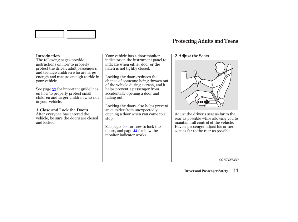 Protecting adults and teens | HONDA 2004 Insight  - Owner's Manual User Manual | Page 14 / 218