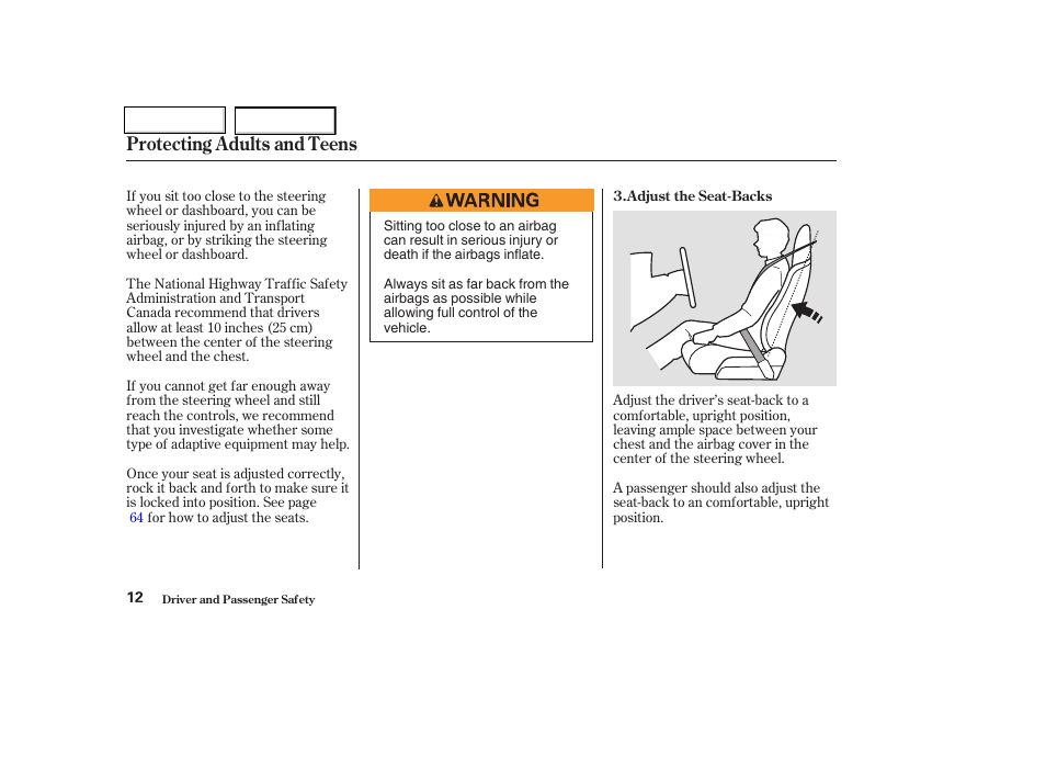 Protecting adults and teens | HONDA 2004 Insight  - Owner's Manual User Manual | Page 15 / 218