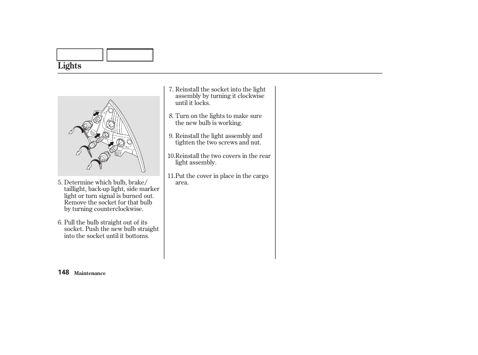 Lights | HONDA 2004 Insight  - Owner's Manual User Manual | Page 151 / 218