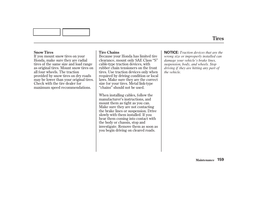 Tires | HONDA 2004 Insight  - Owner's Manual User Manual | Page 162 / 218