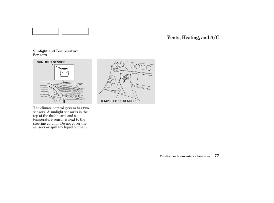Vents, heating, and a/c | HONDA 2004 Insight  - Owner's Manual User Manual | Page 80 / 218