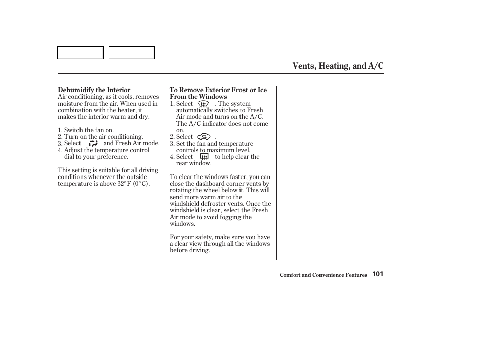 Vents, heating, and a/c | HONDA 2004 CR-V - Owner's Manual User Manual | Page 105 / 256