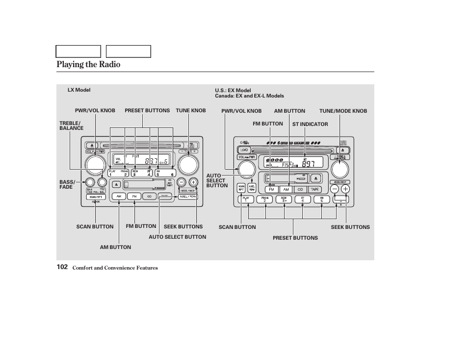 Playing the radio | HONDA 2004 CR-V - Owner's Manual User Manual | Page 106 / 256