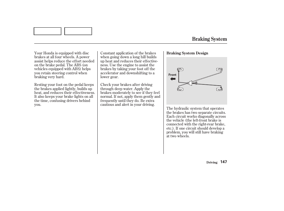 Braking system | HONDA 2004 CR-V - Owner's Manual User Manual | Page 151 / 256