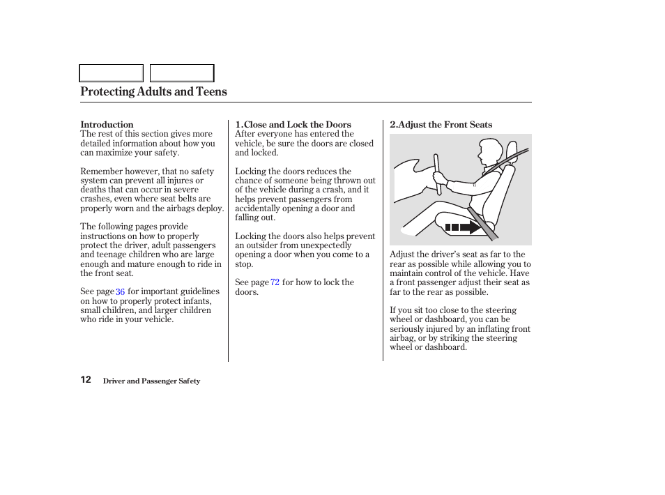 Protecting adults and teens | HONDA 2004 CR-V - Owner's Manual User Manual | Page 16 / 256