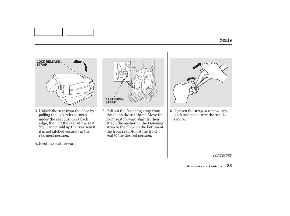 Seats | HONDA 2004 CR-V - Owner's Manual User Manual | Page 87 / 256