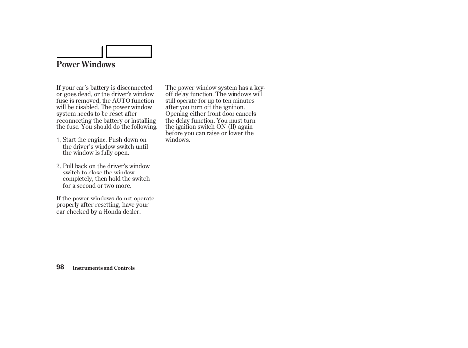 Power windows | HONDA 2003 Accord Sedan - Owner's Manual User Manual | Page 101 / 395