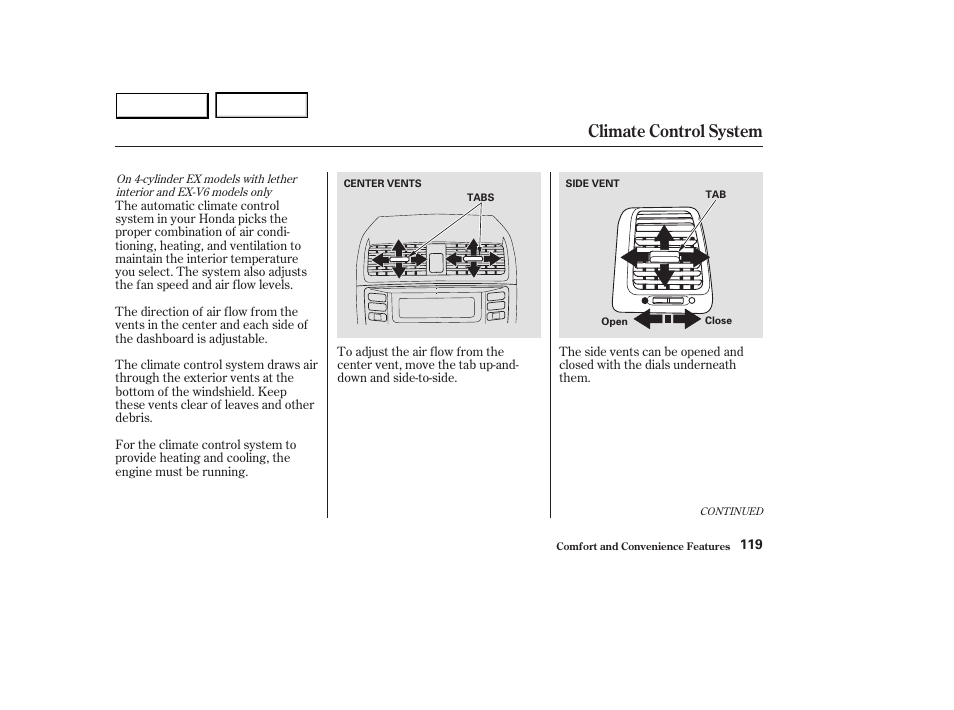 Climate control system | HONDA 2003 Accord Sedan - Owner's Manual User Manual | Page 122 / 395