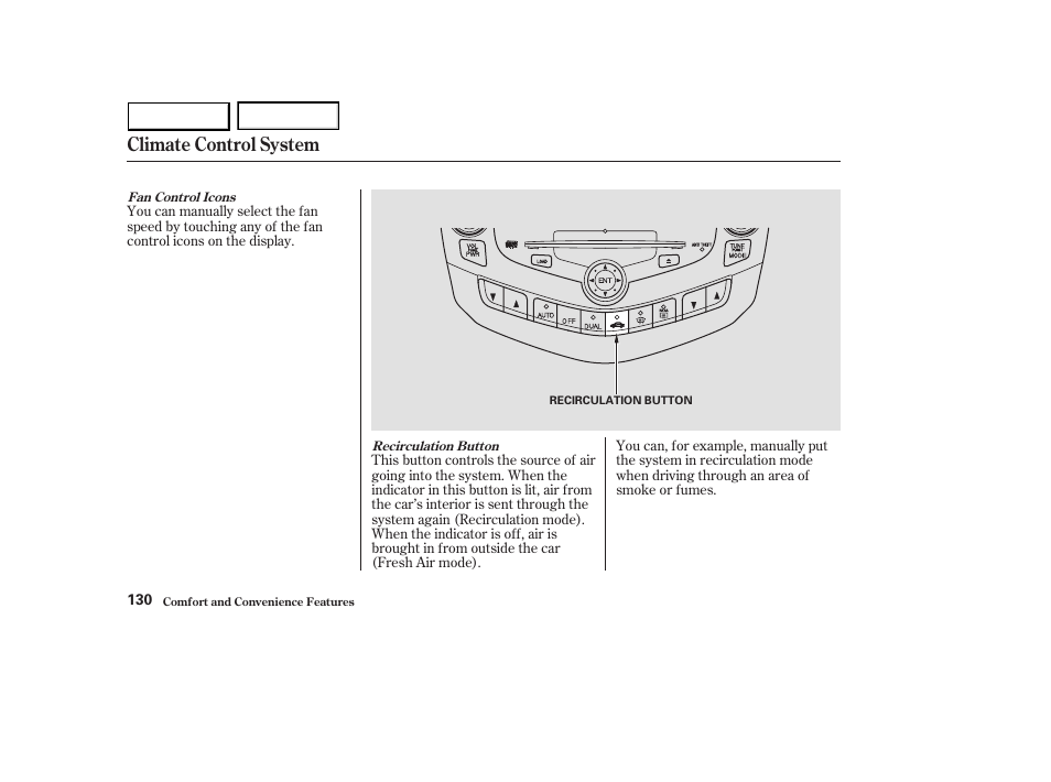 Climate control system | HONDA 2003 Accord Sedan - Owner's Manual User Manual | Page 133 / 395