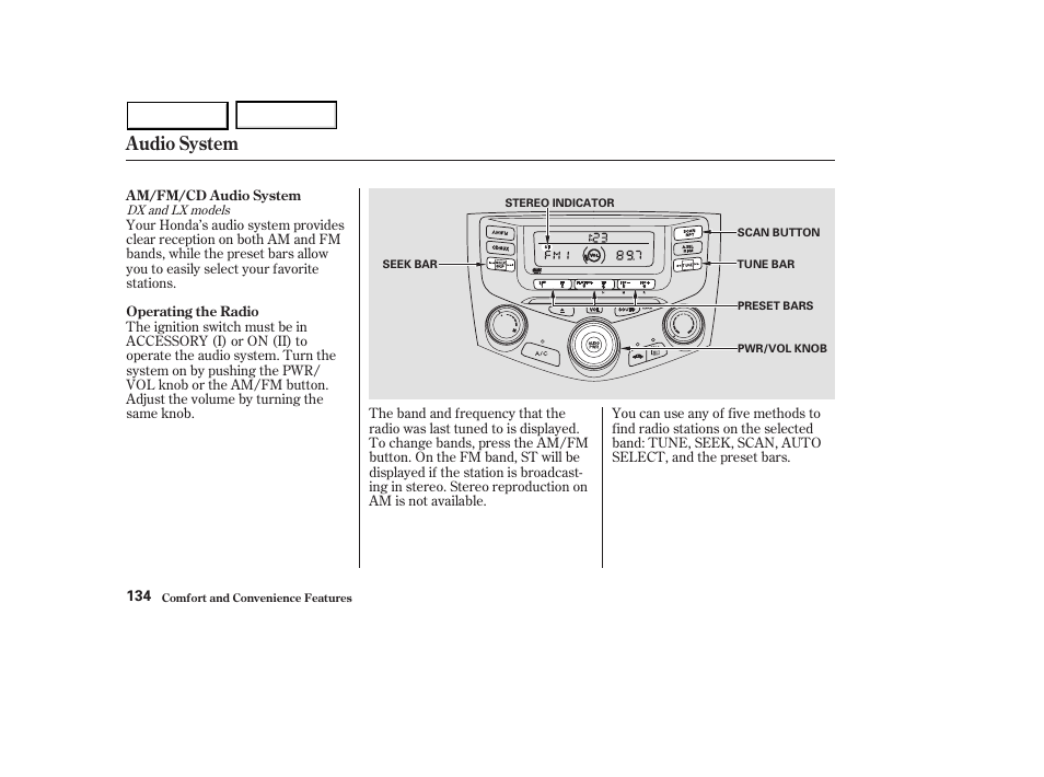 Audio system | HONDA 2003 Accord Sedan - Owner's Manual User Manual | Page 137 / 395