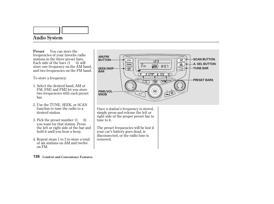 Audio system | HONDA 2003 Accord Sedan - Owner's Manual User Manual | Page 139 / 395