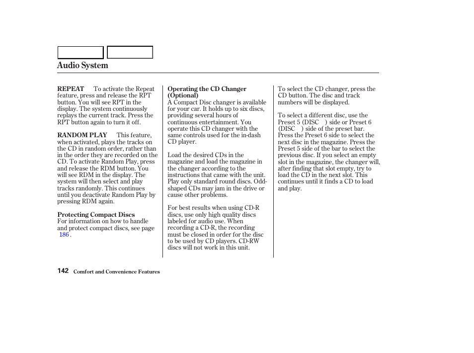 Audio system | HONDA 2003 Accord Sedan - Owner's Manual User Manual | Page 145 / 395