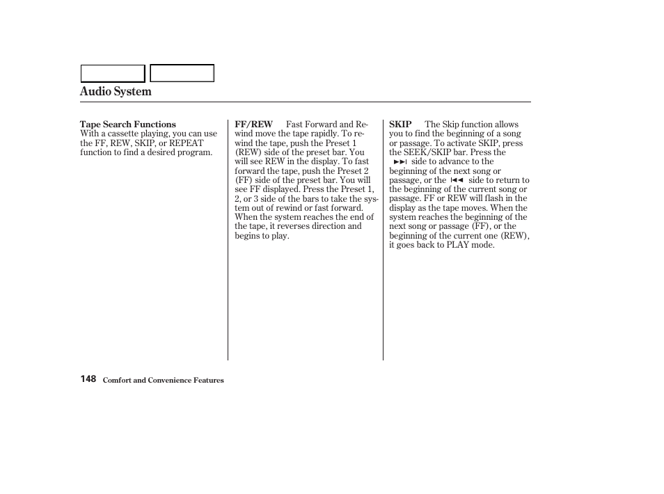 Audio system | HONDA 2003 Accord Sedan - Owner's Manual User Manual | Page 151 / 395
