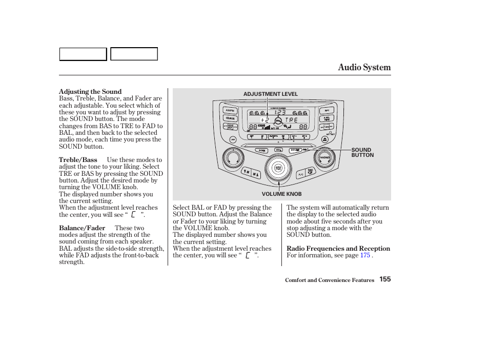 Audio system | HONDA 2003 Accord Sedan - Owner's Manual User Manual | Page 158 / 395