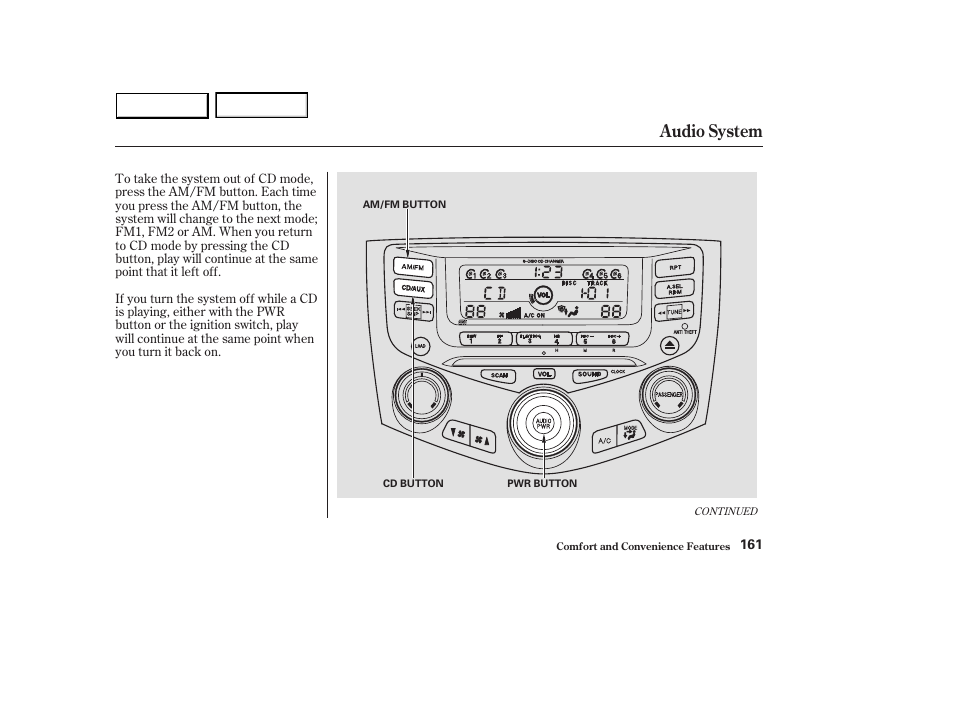 Audio system | HONDA 2003 Accord Sedan - Owner's Manual User Manual | Page 164 / 395