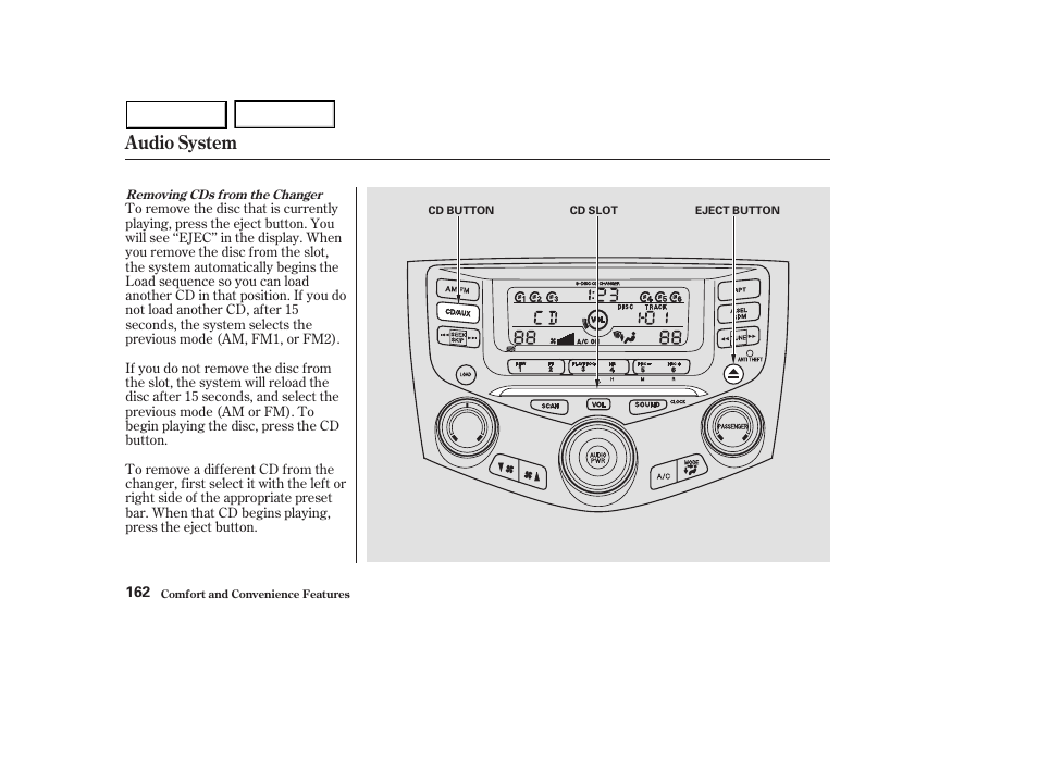 Audio system | HONDA 2003 Accord Sedan - Owner's Manual User Manual | Page 165 / 395