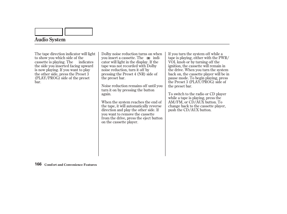Audio system | HONDA 2003 Accord Sedan - Owner's Manual User Manual | Page 169 / 395