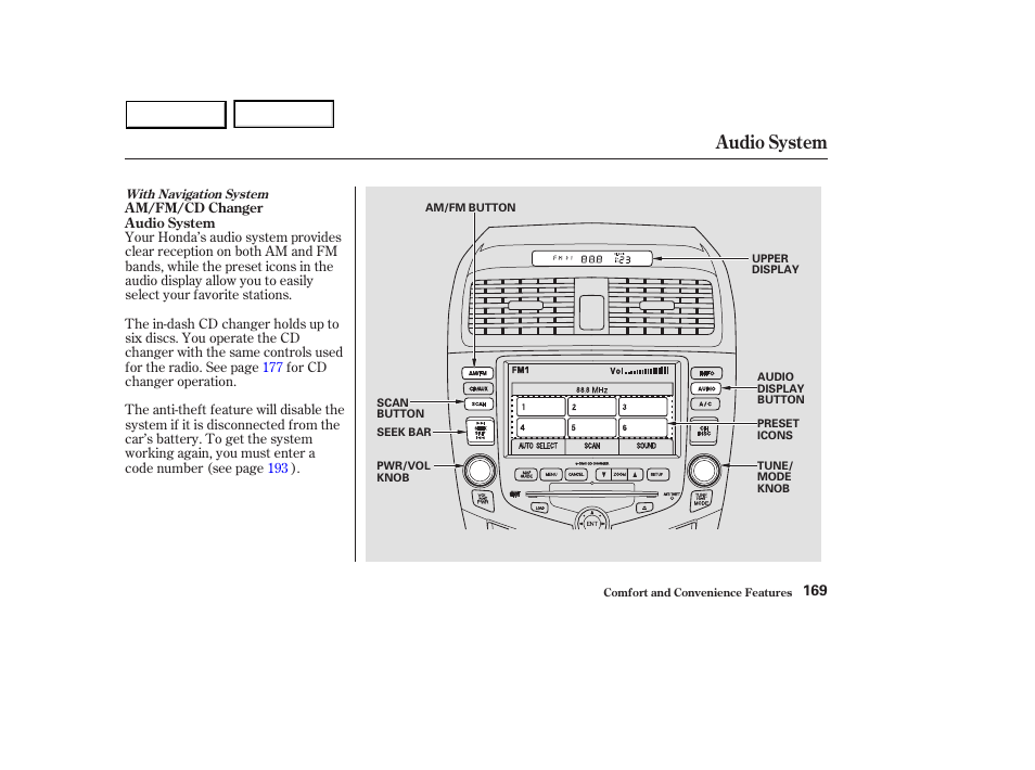Audio system | HONDA 2003 Accord Sedan - Owner's Manual User Manual | Page 172 / 395