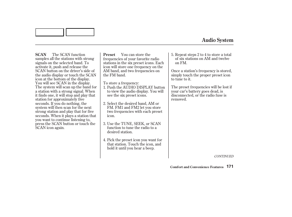 Audio system | HONDA 2003 Accord Sedan - Owner's Manual User Manual | Page 174 / 395