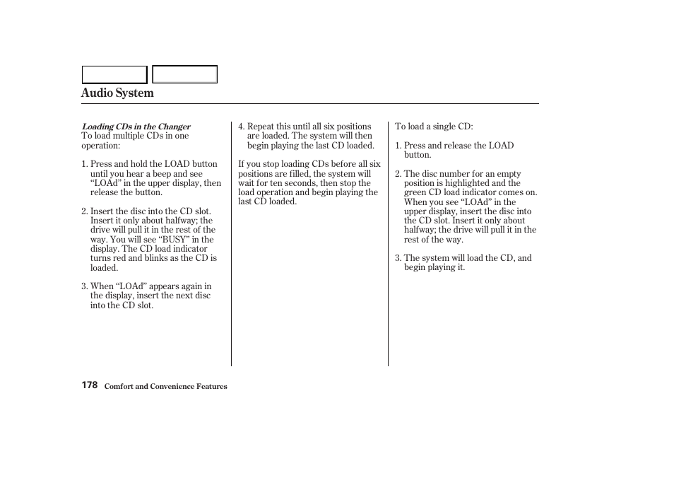 Audio system | HONDA 2003 Accord Sedan - Owner's Manual User Manual | Page 181 / 395