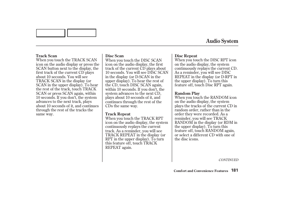 Audio system | HONDA 2003 Accord Sedan - Owner's Manual User Manual | Page 184 / 395